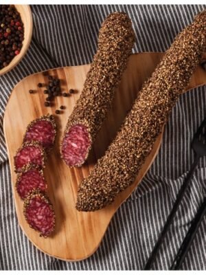 Vytinta dešra FUET Extra, juodųjų pipirų apvalkale, 180g.