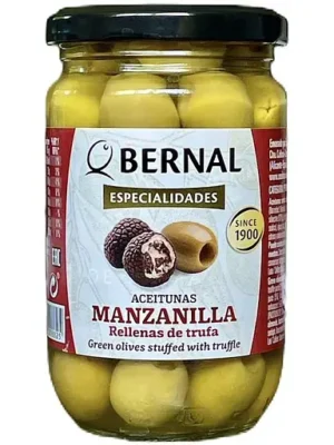 Alyvuogės įdarytos juodaisiais trumais, 300g.