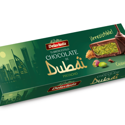 Šokoladinis turronas su pistacijų įdaru, Dubajaus stiliaus, 170g.