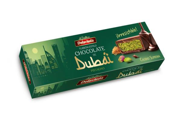 Šokoladinis turronas su pistacijų įdaru, Dubajaus stiliaus, 170g.