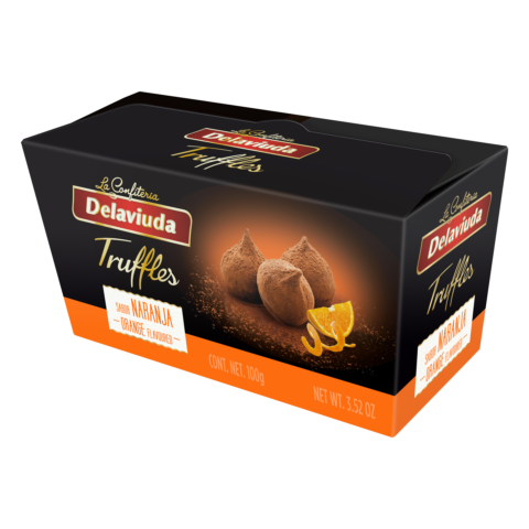 Šokoladiniai triufeliai su apelsinų skoniu, 100g.
