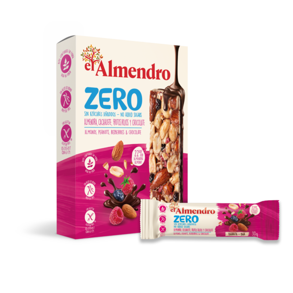 Žemės riešutų, migdolų, šokolado ir raudonųjų uogų batonėlis, be pridėtinio cukraus, 4*30g.