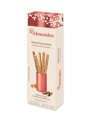 Karamelės ir pieniško šokolado turrono lazdelės 45g.