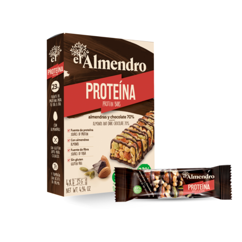 Riešutų batonėliai su žirnių baltymais, padengti 70 %juoduoju šokoladu, 4*35g.