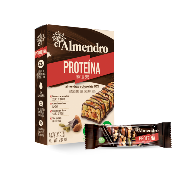 Riešutų batonėliai su žirnių baltymais, padengti 70 %juoduoju šokoladu, 4*35g.