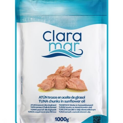 CLARAMAR tunas saulėgrąžų aliejuje gabaliukais, 1 kg maišelis