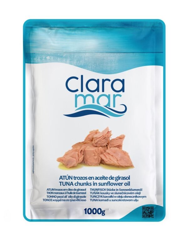 CLARAMAR tunas saulėgrąžų aliejuje gabaliukais, 1 kg maišelis