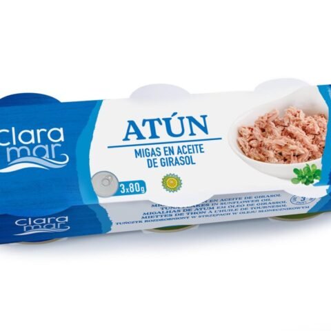 "Claramar" skulkintas tunas saulėgrąžų aliejuje 3*80g.